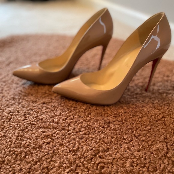 Christian Louboutin Pigalle Follies 100mm nude patent leather pumps - Picture 3 of 7